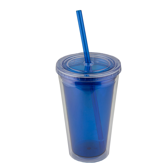 T-48T, VASO TROPICAL. Vaso de doble pared de plastico con popote Cap. 500 ml