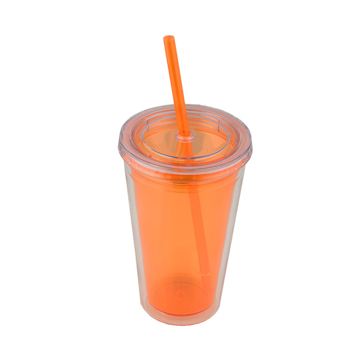 T-48T, VASO TROPICAL. Vaso de doble pared de plastico con popote Cap. 500 ml