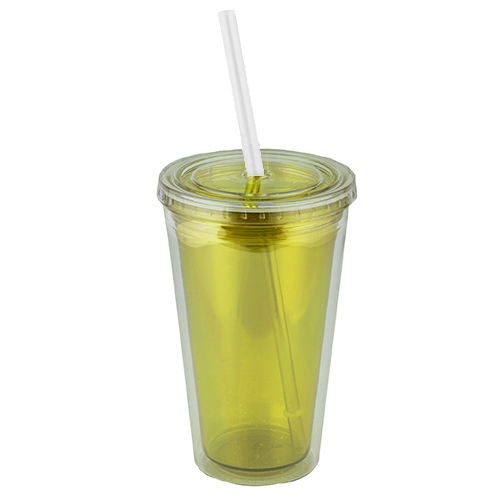 T-48T, VASO TROPICAL. Vaso de doble pared de plastico con popote Cap. 500 ml