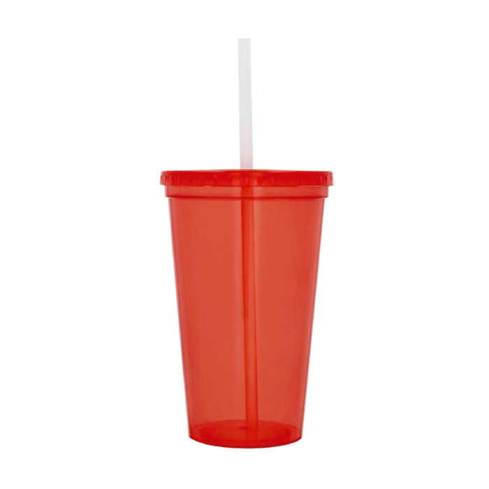 T-87, Vaso de plástico con tapa y popote. Cap. 500 ml